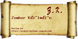 Zombor Kálmán névjegykártya